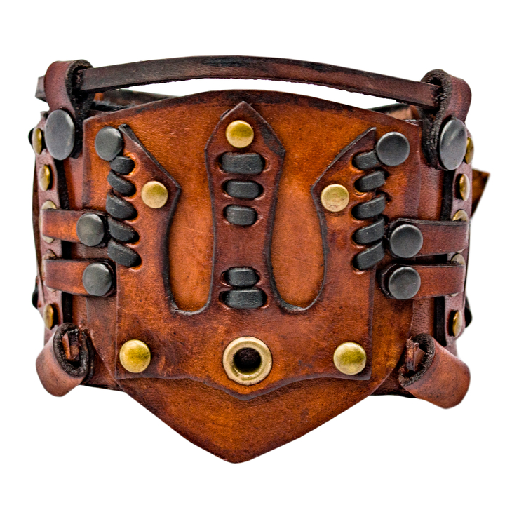 Браслет Стимпанк Тризуб (кожаный) коричневый bsp-78