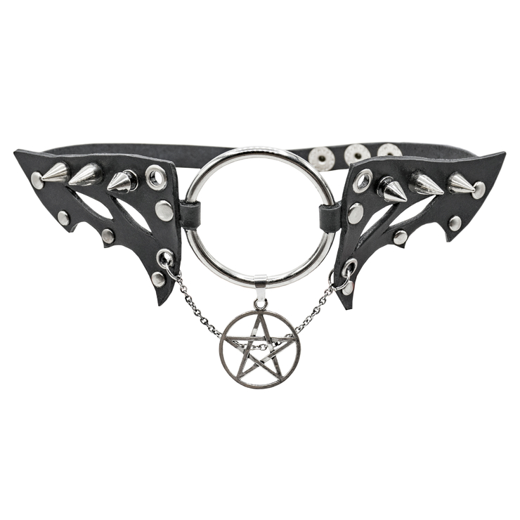 Шкіряний чокер Gothic Wings Pentagram (csl-017) Шкіряний чокер Gothic Wings Pentagram (csl-017)