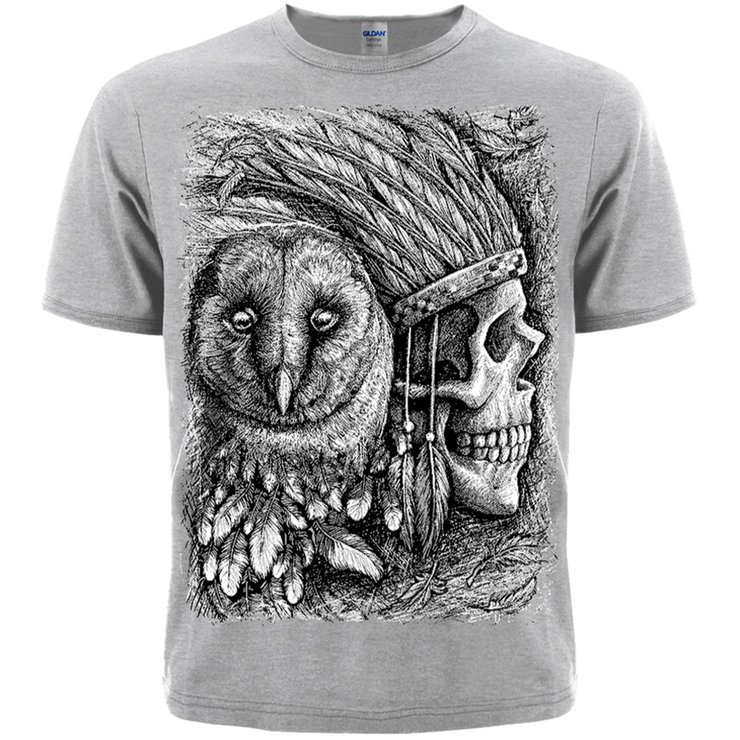 Меланж футболка Indian Skull & Owl Меланж футболка Indian Skull & Owl