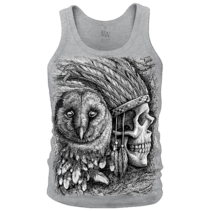 Меланж майка Indian Skull & Owl Меланж майка Indian Skull & Owl