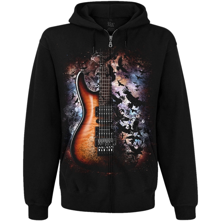 Худі Crow and Guitar in Space на блискавці