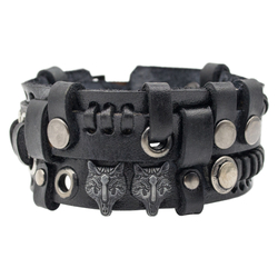 Кожаный Браслет Стимпанк черный (bsp-9)