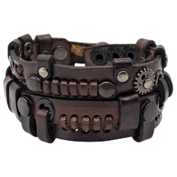 Кожаный Браслет Стимпанк коричневый (bsp-22)