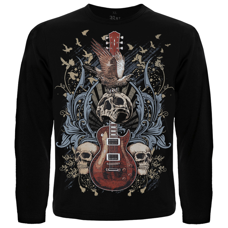 Футболка з довгим рукавом Guitar with Skulls and Ravens Футболка з довгим рукавом Guitar with Skulls and Ravens