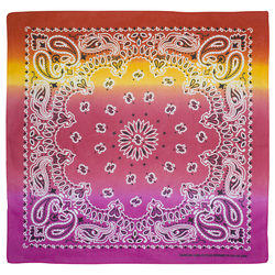 Бандана Огірки подвійні біло-чорні на малиново-жовтому тлі