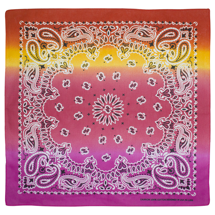 Бандана Огірки подвійні біло-чорні на малиново-жовтому тлі Бандана Огірки подвійні біло-чорні на малиново-жовтому тлі