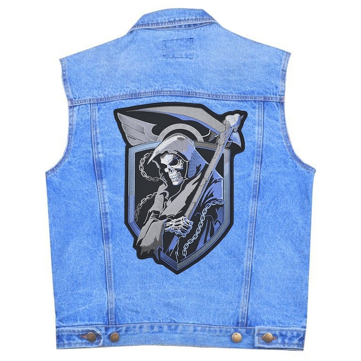 Нашивка наспинна Смерть з косою (синій)