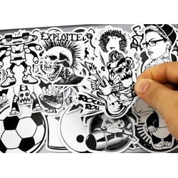 Набір стікерів Rock’N’Roll (black-white) (stk-002) (50 шт.)