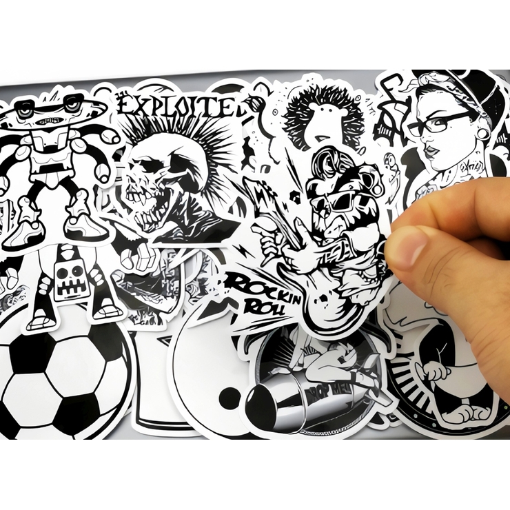 Набір стікерів Rock’N’Roll (black-white) (stk-002) (50 шт.) Набір стікерів Rock’N’Roll (black-white) (stk-002) (50 шт.)