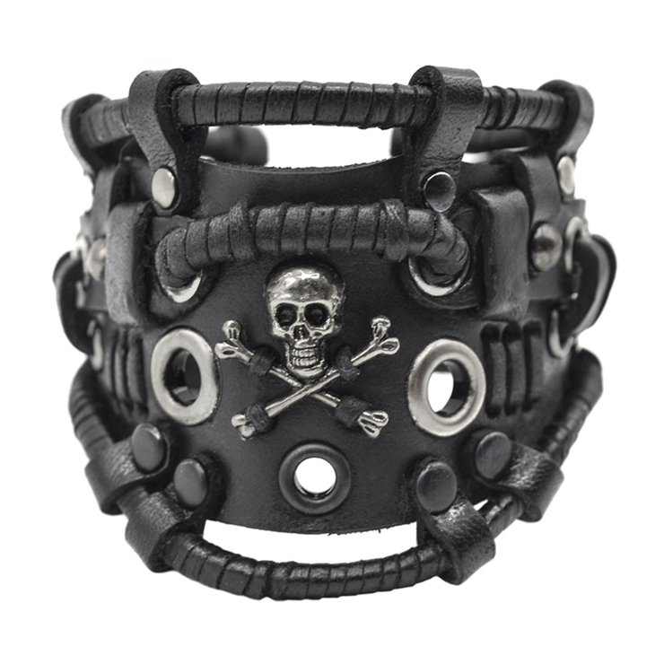 Браслет Стімпанк Danger Skull чорний (bsp-56) Браслет Стімпанк Danger Skull чорний (bsp-56)