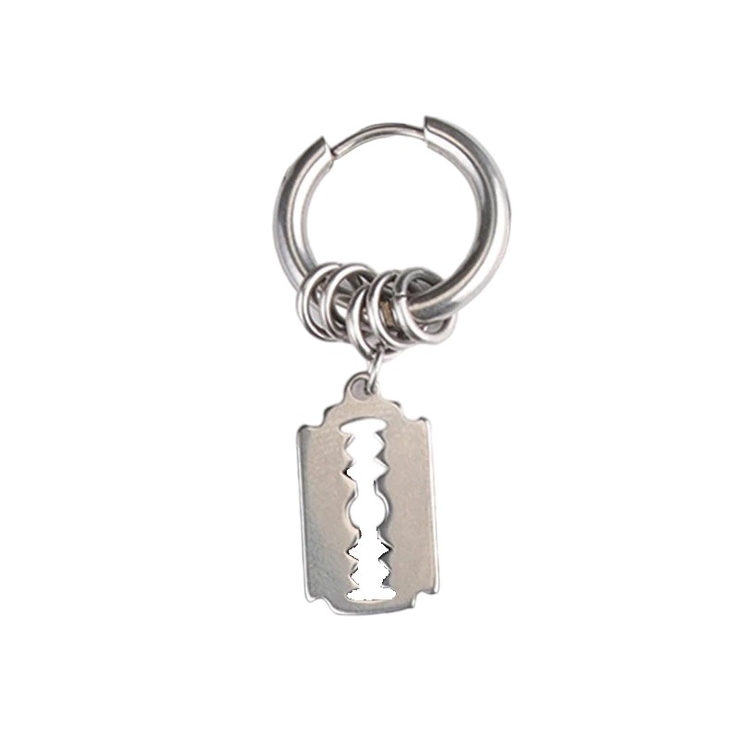 Серьга-кольцо хард обманка с лезвием и кольцами (хир.сталь, стальной) (ea-100) Серьга-кольцо хард обманка с лезвием и кольцами (хир.сталь, стальной) (ea-100)