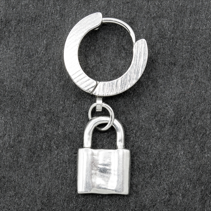 Серьга с подвеской навесной замок (хир.сталь, стальной) (ea-025) Серьга с подвеской навесной замок (хир.сталь, стальной) (ea-025)