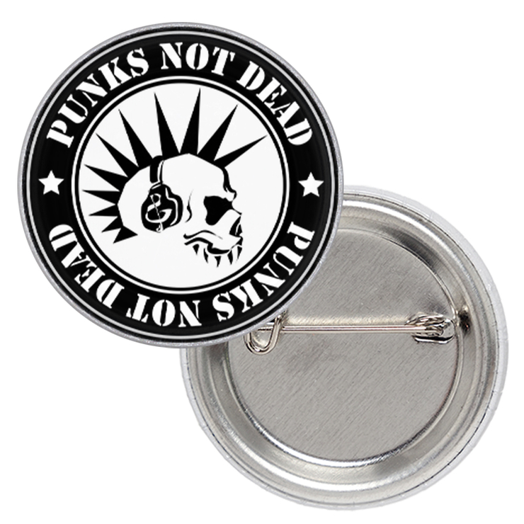Значок Punk’s Not Dead (череп в наушниках) Значок Punk’s Not Dead (череп в наушниках)