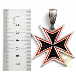 Кулон готичний Мальтійський хрест чорний з червоною смугою