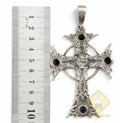 Кулон готичний Хрест з чорними каменями