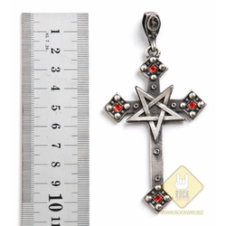 Кулон готический Крест с перевёрнутой пентаграммой