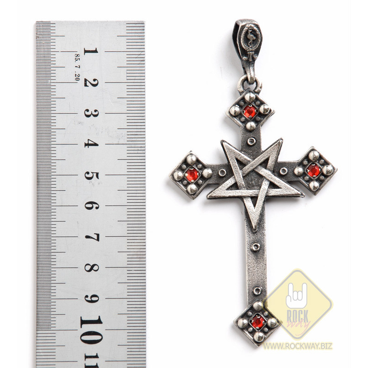 Кулон готичний Хрест з перевернутой пентаграммой