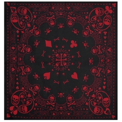 Бандана Черепа червоні (карткова масть) на чорному тлі