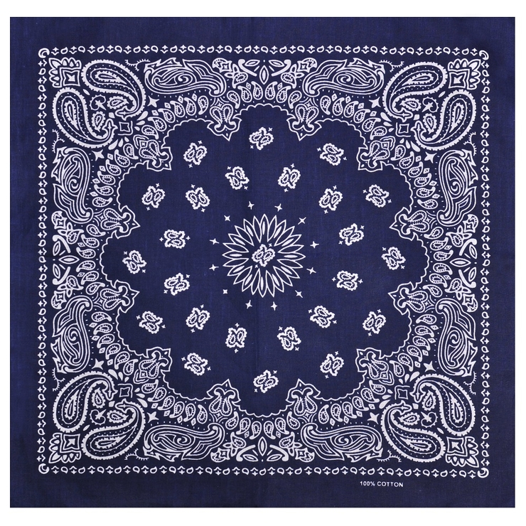 Бандана Огірки подвійні біло-чорні на тлі кольору індиго Бандана Огірки подвійні біло-чорні на тлі кольору індиго