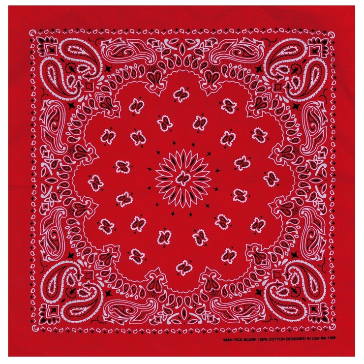 Бандана Огірки подвійні біло-чорні на червоному тлі Бандана Огірки подвійні біло-чорні на червоному тлі