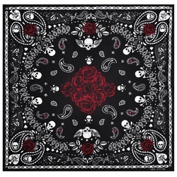 Бандана Огірки з черепами і червоними трояндами на чорному тлі