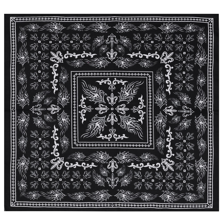 Бандана Візерунок Геральдична лілія на чорному тлі Бандана Візерунок Геральдична лілія на чорному тлі