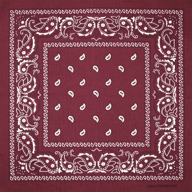 Бандана Огурцы бело-черные на бордовом фоне