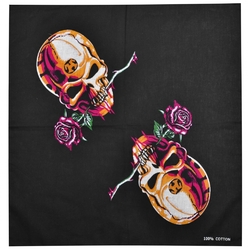 Бандана Череп з трояндою (алхімія) на чорному тлі