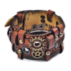 Кожаный Браслет Стимпанк коричневый (bsp-32)