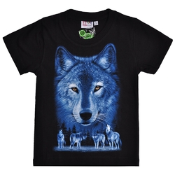 Детская футболка Волк в синих тонах (Rock Eagle, светится в темноте)