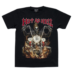 Футболка Скелет на мотоцикле "Hot as Hell" (3D, светится в темноте)
