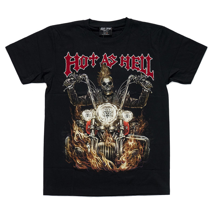 Футболка Скелет на мотоцикле "Hot as Hell" (3D, светится в темноте)