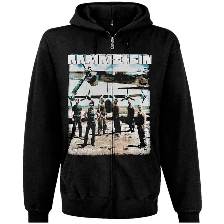 Худі Rammstein (фото групи возле самолета) на блискавці