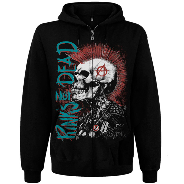 Худи Punk’s Not Dead (скелет с ирокезом) на молнии Худи Punk’s Not Dead (скелет с ирокезом) на молнии
