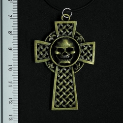 Кулон Кельтський хрест з черепом великий (колір бронза)