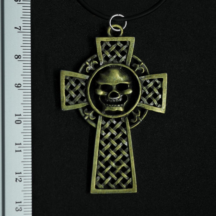 Кулон Кельтський хрест з черепом великий (колір бронза)