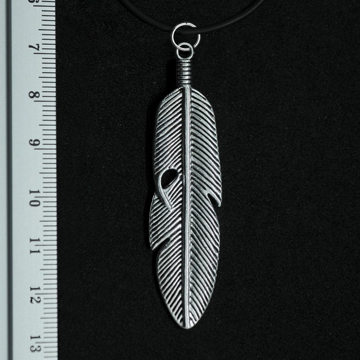 Кулон Перо велике двостороннє (колір сталевий)