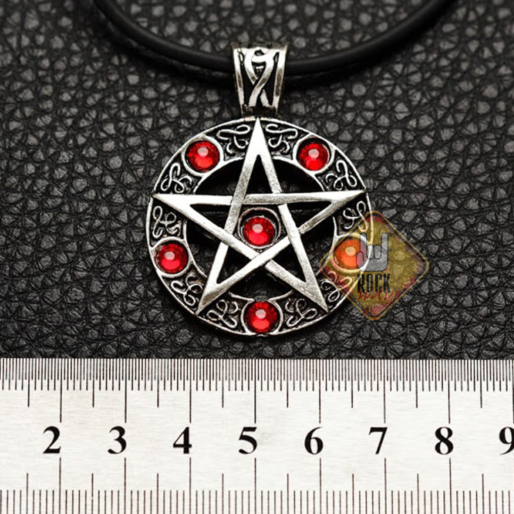 Кулон Пентаграма з червоними каменями