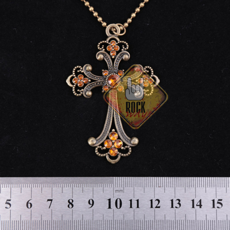 Кулон Хрест готический з камінням