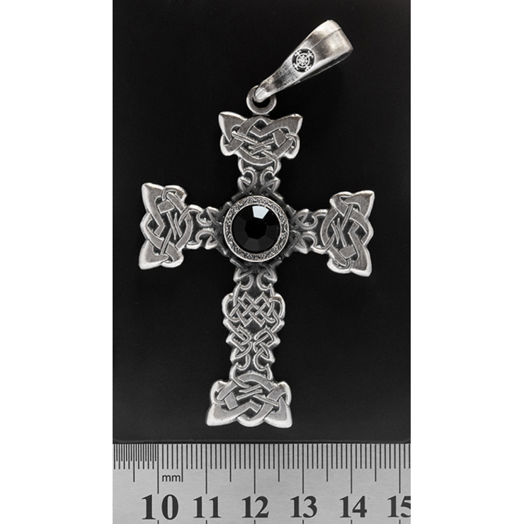 Кулон готичний Хрест з кельтським візерунком і чорним каменем Кулон готичний Хрест з кельтським візерунком і чорним каменем