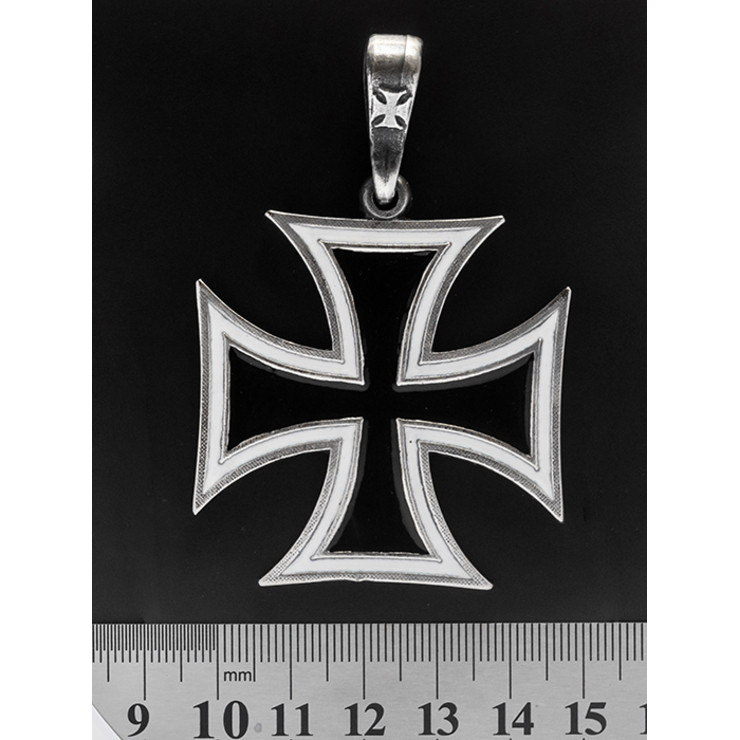 Кулон готичний Тамплієрський хрест чорний з білою смугою Кулон готичний Тамплієрський хрест чорний з білою смугою