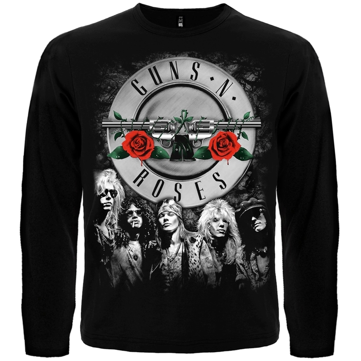 Футболка с длинным рукавом Guns’n’Roses (лого+фото группы) Футболка с длинным рукавом Guns’n’Roses (лого+фото группы)