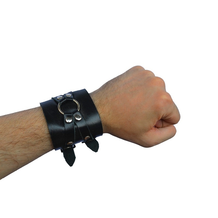 Напульсник на 2 ремінця хрест з великим кільцем №75 Напульсник на 2 ремінця хрест з великим кільцем №75