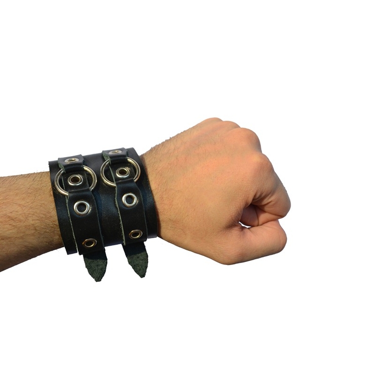 Напульсник на 2 ремінця з великими кільцями і люверсами №76