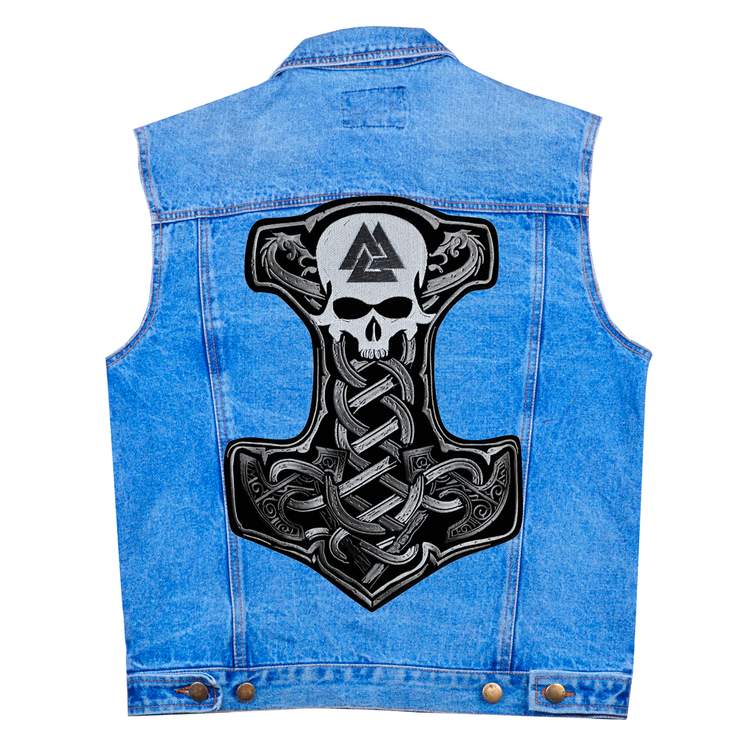 Нашивка наспинна Молот Тора з черепом (Валкнут) Нашивка наспинна Молот Тора з черепом (Валкнут)