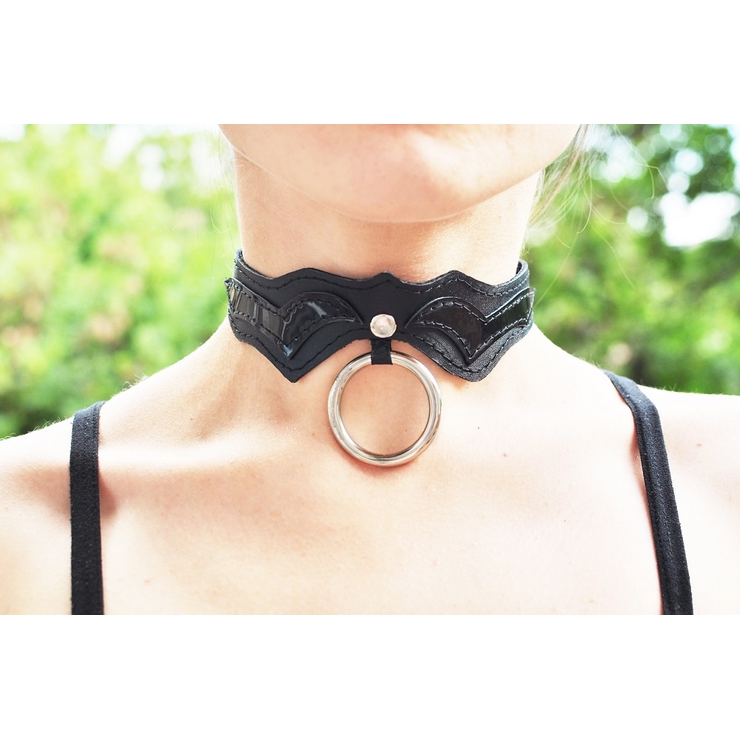 Шкіряний чокер з великим кільцем №317