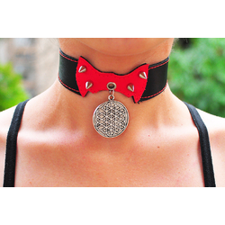 Шкіряний чокер (ar-003) з кулоном Квітка життя Шкіряний чокер (ar-003) з кулоном Квітка життя