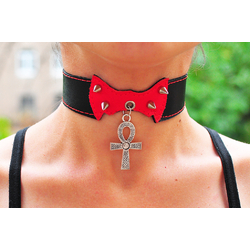 Шкіряний чокер (ar-003) з кулоном Анкх з плетеним візерунком Шкіряний чокер (ar-003) з кулоном Анкх з плетеним візерунком