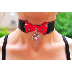 Шкіряний чокер (ar-003) з кулоном Дерево (колір срібло) Шкіряний чокер (ar-003) з кулоном Дерево (колір срібло)