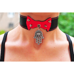 Шкіряний чокер (ar-003) з кулоном Рука Бога (Хамса) Шкіряний чокер (ar-003) з кулоном Рука Бога (Хамса)